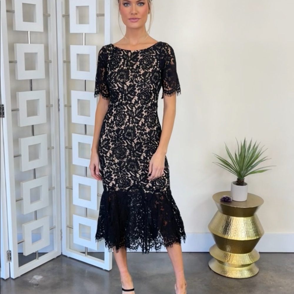 NWOT Red Dress Boutique black lace midi/maxi dress